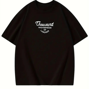 Thousand Ön Arka Baskılı Oversize Bisiklet Yaka T-shirt - Siyah -