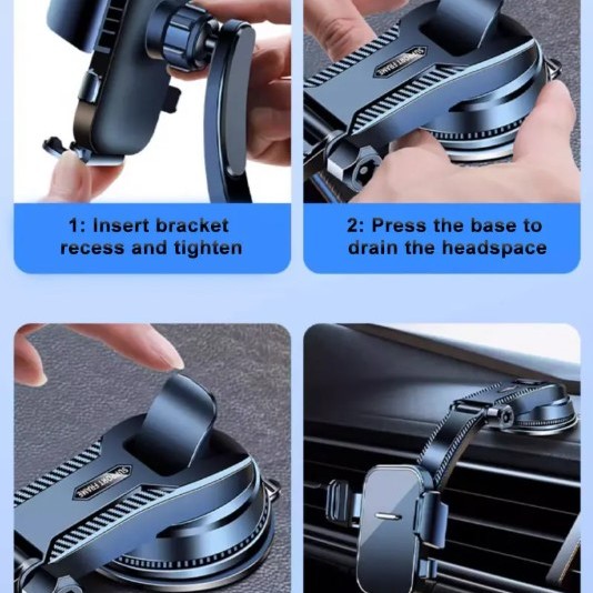 Torpido Üstü Vakumlu Araç Telefon Tutucu Ayarlanabilir Uzun Kollu 