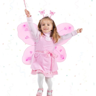 Toz Pembe Kelebek Kanadı Tacı ve Sopası