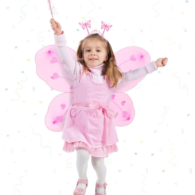 Toz Pembe Kelebek Kanadı Tacı ve Sopası