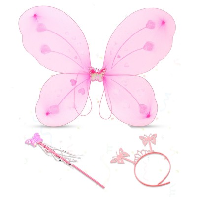 Toz Pembe Kelebek Kanadı Tacı ve Sopası