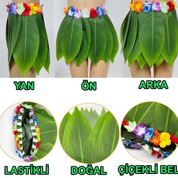 Tropikal Esintili Yapraklı Parti Eteği Çocuk Boy
