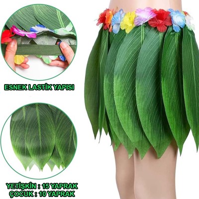 Tropikal Esintili Yapraklı Parti Eteği Çocuk Boy