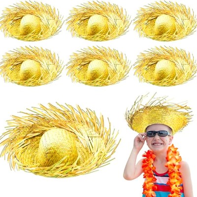 Tropikal Parti Sarı Hasır Hawaii Şapkası 