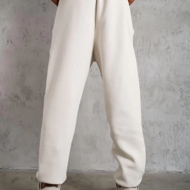 Üç İplik Alt Eşofman Lastikli - Beyaz