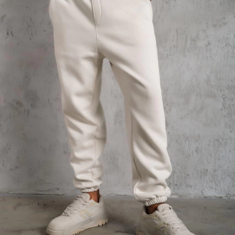 Üç İplik Alt Eşofman Lastikli - Beyaz