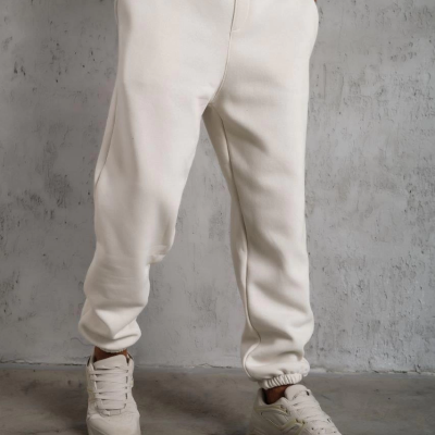 Üç İplik Alt Eşofman Lastikli - Beyaz