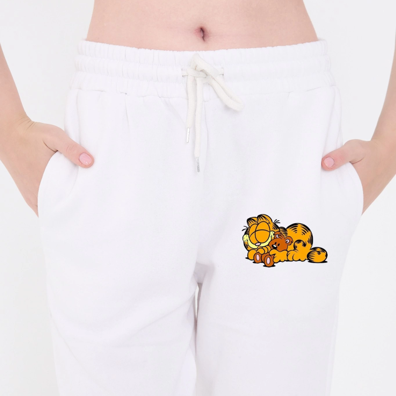 Üç İplik Baskılı Eşofman Pantolon - Beyaz