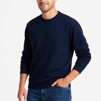 Üç İplik Düz Bisiklet Yaka SweatShirt - Lacivert