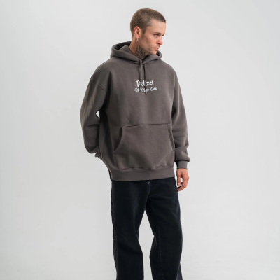 Üç İplik Kapşonlu Dijital Patchli SweatShirt - Füme -