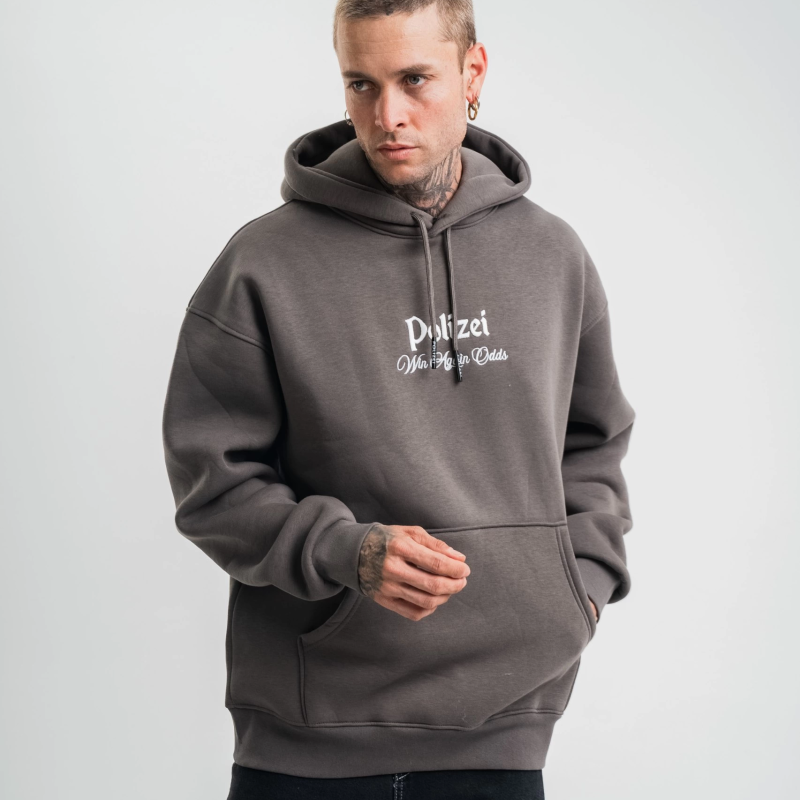 Üç İplik Kapşonlu Dijital Patchli SweatShirt - Füme -