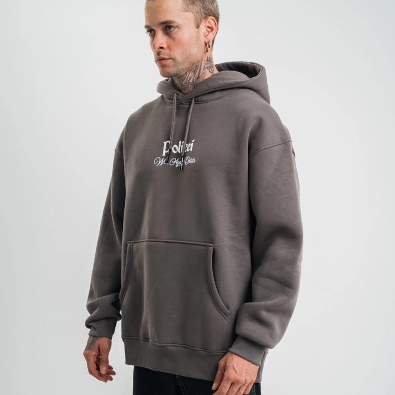 Üç İplik Kapşonlu Dijital Patchli SweatShirt - Füme -