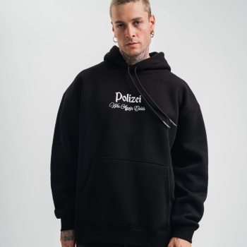 Üç İplik Kapşonlu Dijital Patchli SweatShirt - Siyah -