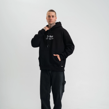 Üç İplik Kapşonlu Dijital Patchli SweatShirt - Siyah -