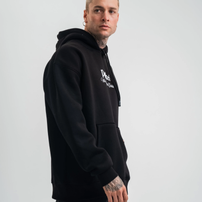 Üç İplik Kapşonlu Dijital Patchli SweatShirt - Siyah -