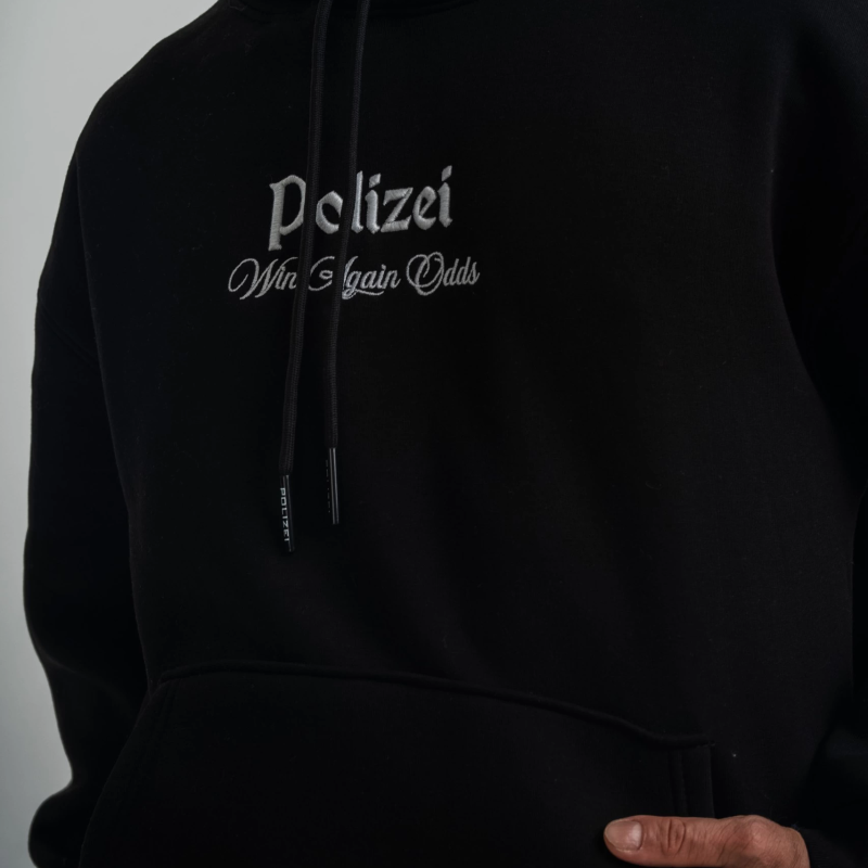 Üç İplik Kapşonlu Dijital Patchli SweatShirt - Siyah -