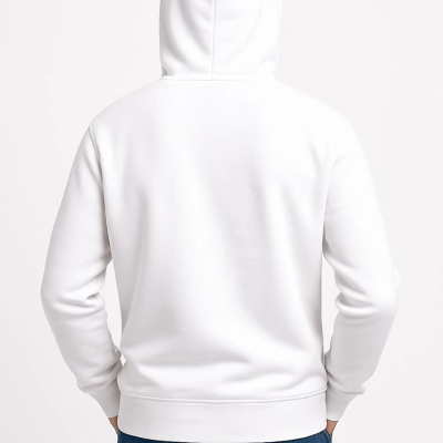 Üç İplik Kapüşonlu Kanguru Cepli SweatShirt hoodie - Beyaz -