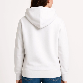 Üç İplik Kapüşonlu Kanguru Çepli SweatShirt hoodie - Beyaz -