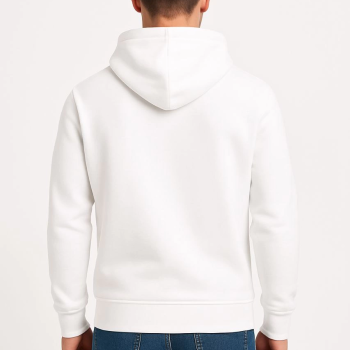 Üç İplik Kapüşonlu Kanguru Cepli SweatShirt hoodie - Beyaz -