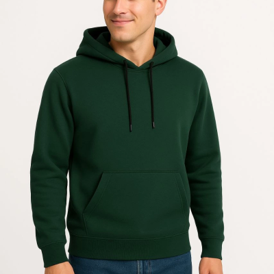 Üç İplik Kapüşonlu Kanguru Cepli SweatShirt hoodie - Haki -