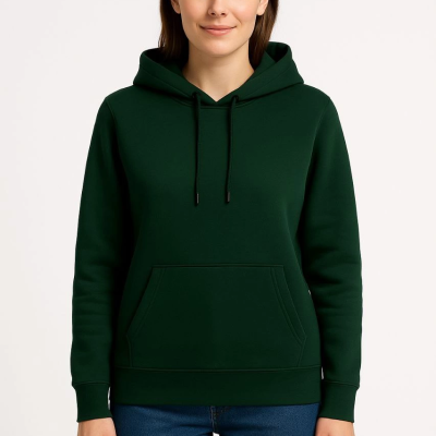 Üç İplik Kapüşonlu Kanguru Cepli Sweatshirt hoodie - Haki -