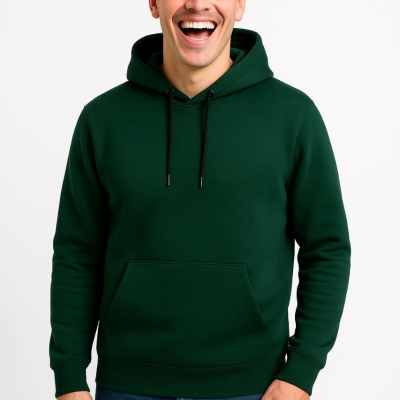 Üç İplik Kapüşonlu Kanguru Cepli SweatShirt hoodie - Haki -