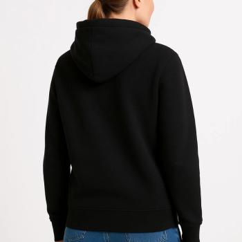 Üç İplik Kapüşonlu Kanguru Cepli Sweatshirt hoodie - Siyah -