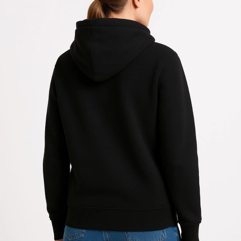 Üç İplik Kapüşonlu Kanguru Cepli Sweatshirt hoodie - Siyah -