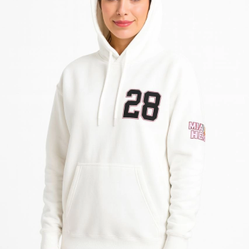 Üç İplik Kapüşonlu Ön ve Arka Baskılı SweatShirt hoodie - Beyaz -