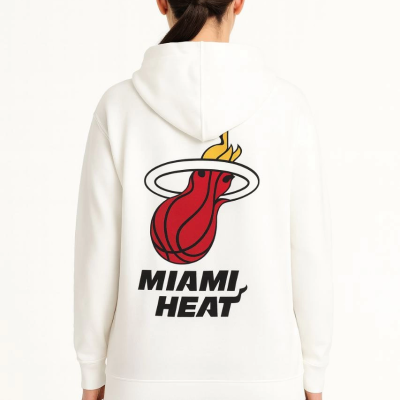 Üç İplik Kapüşonlu Ön ve Arka Baskılı SweatShirt hoodie - Beyaz -