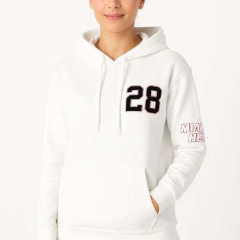 Üç İplik Kapüşonlu Ön ve Arka Baskılı SweatShirt hoodie - Beyaz -