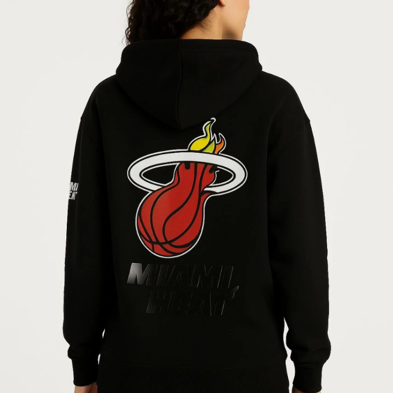 Üç İplik Kapüşonlu Ön ve Arka Baskılı SweatShirt hoodie - Siyah -