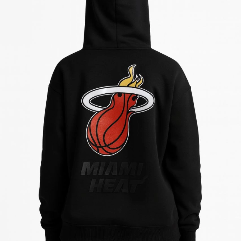 Üç İplik Kapüşonlu Ön ve Arka Baskılı SweatShirt hoodie - Siyah -