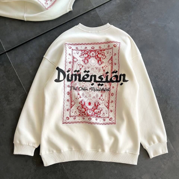 Üç İplik Penye Bisiklet Yaka Baskılı SweatShirt - Beyaz