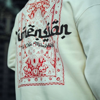 Üç İplik Penye Bisiklet Yaka Oversize Baskılı SweatShirt - Beyaz