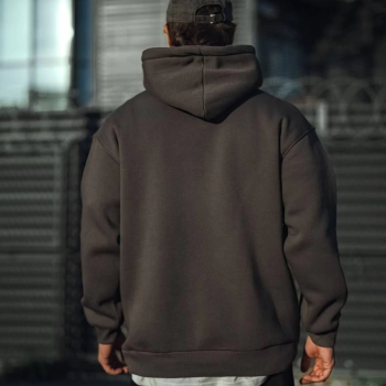 Üç İplik Penye Kapşonlu Basic SweatShirt - Füme -