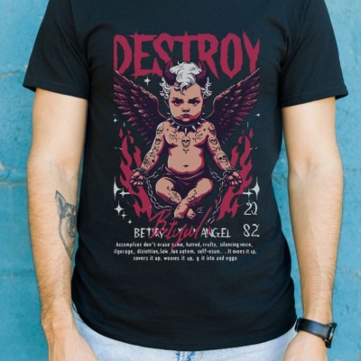 Unisex Oversize 24/1 Penye DTF Baskılı Tişört - DTF144
