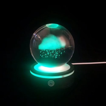 USB'li Yağmur Bulutu Tasarımlı Dönen Cam Küre
