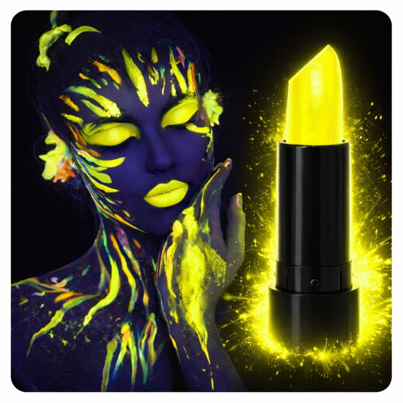 UV Neon Sarı Ruj – Karanlıkta Parlayan Makyaj Boyası