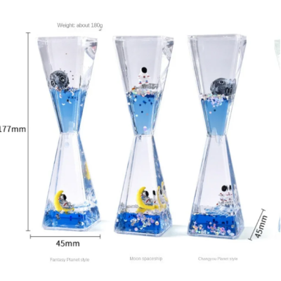 Uzay Temalı Dökülen Yağ Kum Saati 