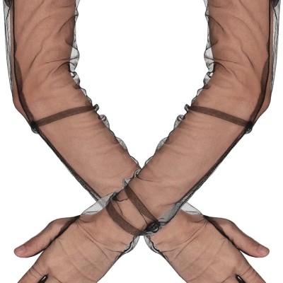 Uzun Boy Likralı Siyah Yetişkin Mega Tül Eldiven