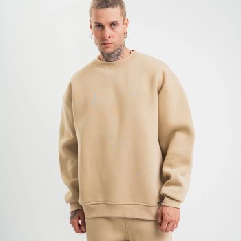 Uzun Kol Bisiklet Yaka Basic SweatShirt - Bej