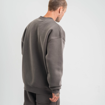 Uzun Kol Bisiklet Yaka Basic SweatShirt - Füme -