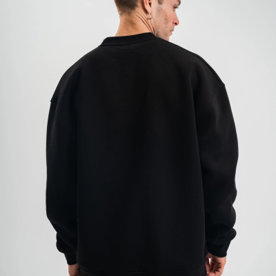 Uzun Kol Bisiklet Yaka Basic SweatShirt - Siyah -