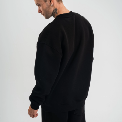 Uzun Kol Bisiklet Yaka Basic SweatShirt - Siyah -
