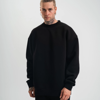Uzun Kol Bisiklet Yaka Basic SweatShirt - Siyah -