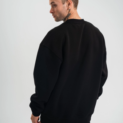Uzun Kol Bisiklet Yaka Basic SweatShirt - Siyah -