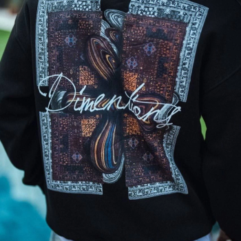 Uzun Kol Bisiklet Yaka Ön ve Arka Baskılı SweatShirt - Siyah -