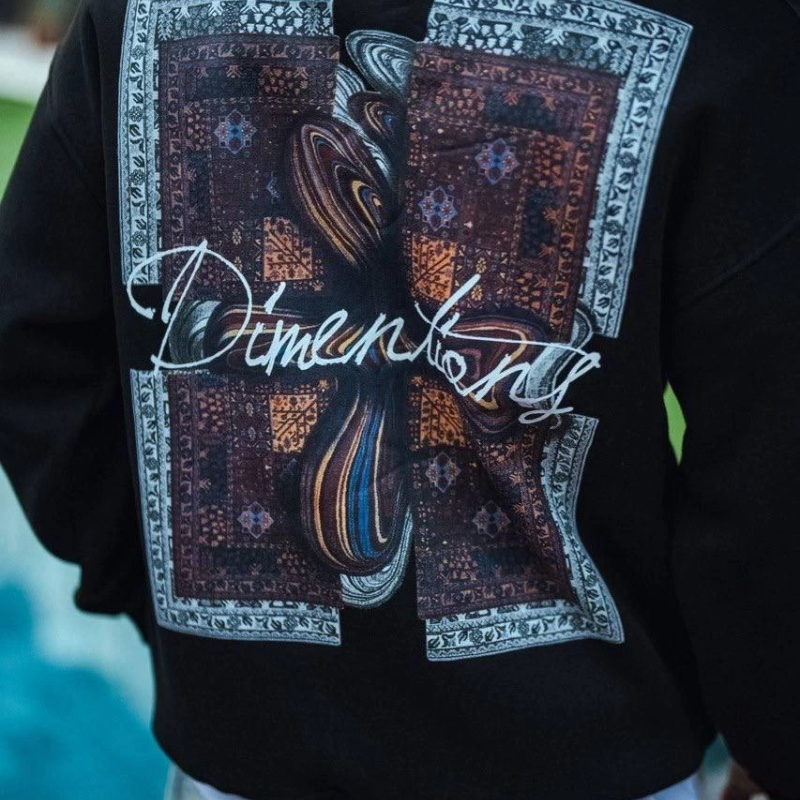 Uzun Kol Bisiklet Yaka Ön ve Arka Baskılı SweatShirt - Siyah -