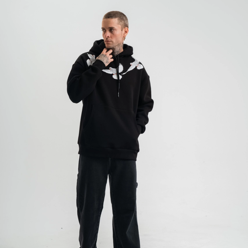 Uzun Kol Bisiklet Yaka Yıkamalı SweatShirt - Siyah -